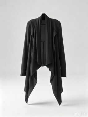 Rick Owens black open‑front waterfall jacket